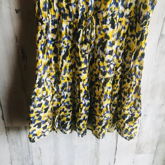NWOT Velvet by Graham & Spencer Dress Flutter Cap Sleeve Abstract Print Yellow L - Picture 3 of 12